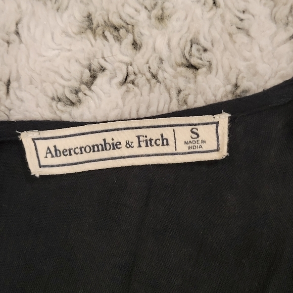 Abercrombie & Fitch SZ S Black Ruffled Deep V Neck Boho Romper Shorts Lined - Picture 5 of 14